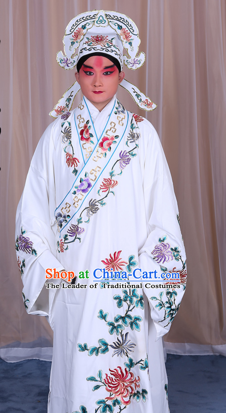 Ancient Chinese Opera Butterfly Love Liang Shanbo Clothing and Hat Complete Set