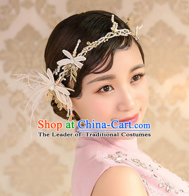 Top Grade Handmade Classical Hair Accessories Baroque Style Princess Silk Dragonfly Hair Clasp Headwear for Women