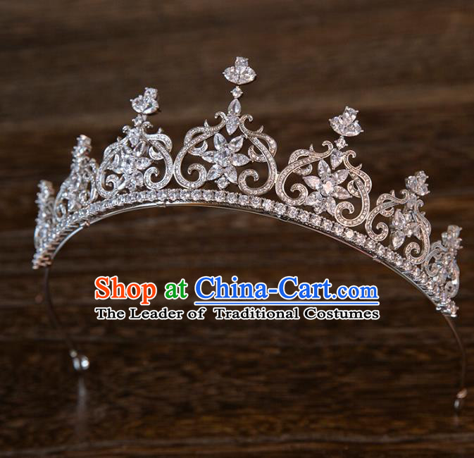 Top Grade Handmade Classical Hair Accessories Baroque Style Princess Crystal Royal Crown Zircon Hair Clasp Headwear for Women