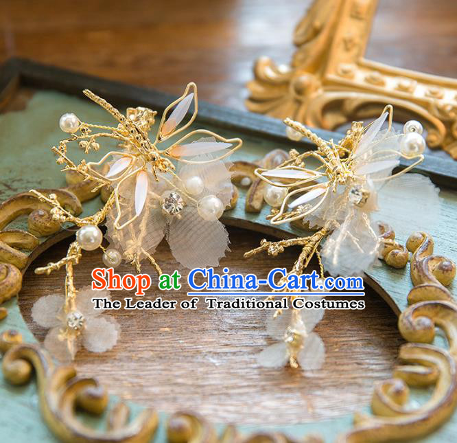 Top Grade Handmade Classical Hair Accessories Baroque Style Princess Golden Dragonfly Hair Stick Headwear for Women