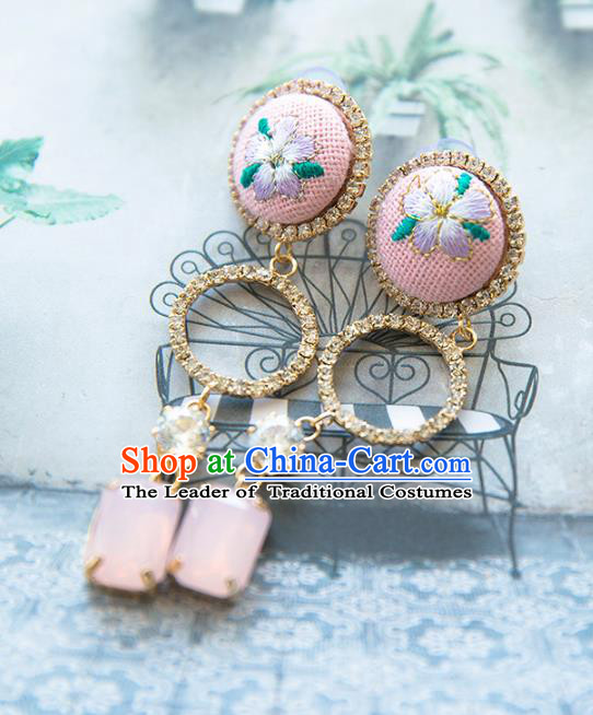 Top Grade Handmade Classical Hair Accessories Baroque Tassel Earrings, Princess Pink Eardrop for Women