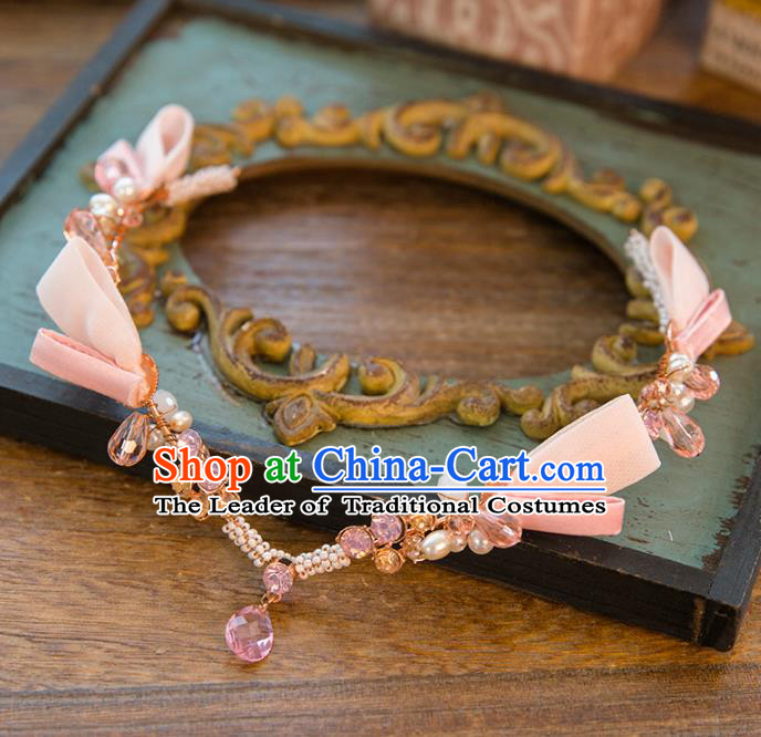 Top Grade Handmade Classical Hair Accessories Baroque Style Princess Crystal Forehead Ornament Pink Headband Headwear for Women