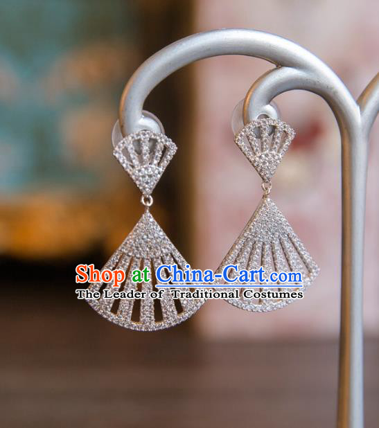 Top Grade Handmade Classical Accessories Baroque Style Princess Crystal Earrings Zircon Eardrop Headwear for Women