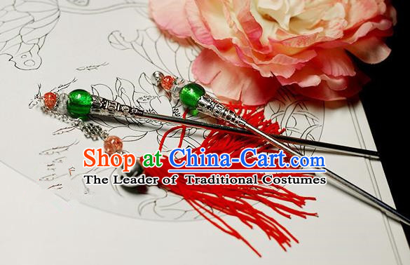 Chinese Handmade Classical Accessories Tassel Hairpin, China Xiuhe Suit Hair Stick Step Shake for Women