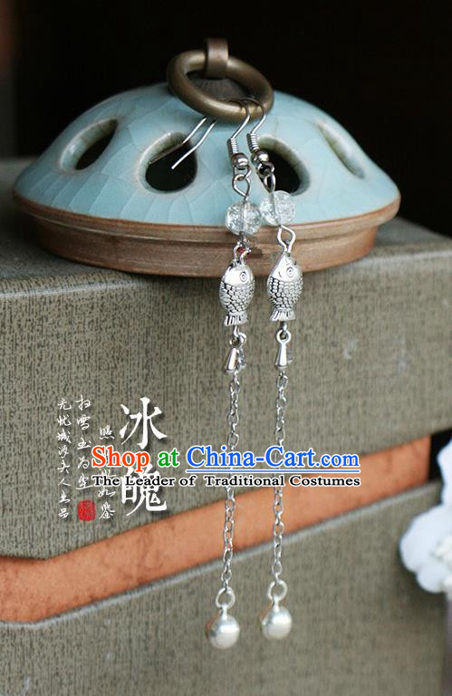 Chinese Handmade Classical Accessories Hanfu Fish Earrings, China Xiuhe Suit Tassel Eardrop for Women