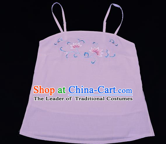 Traditional Chinese Ancient Hanfu Costumes, Asian China Song Dynasty Embroidery Suspenders Pink Vest Bellyband for Women