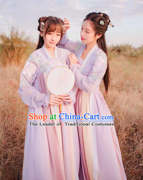 Traditional Chinese Ancient Palace Lady Costume, Asian China Tang Dynasty Princess Embroidered Dress Clothing for Women