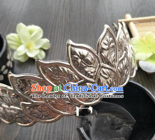 Traditional Handmade Chinese Hair Accessories Hanfu Copper Silver Hairpins, China Palace Lady Lotus Crown Hair Comb for Women