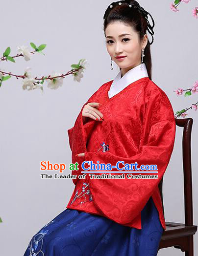 Traditional Chinese Ming Dynasty Young Lady Costume, China Ancient Princess Embroidered Blouse and Skirt Clothing for Women