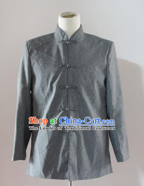Traditional Ancient Chinese National Costume Mandarin Jacket, Asian Chinese Republic of China Plated Buttons Shirt for Men