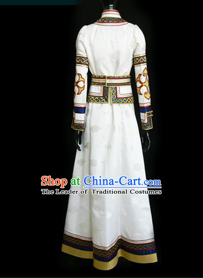 Traditional Chinese Mongol Nationality Dance Costume Mongols Folk Dance Robe Mongolian Minority  Costume and headwear