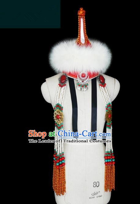 Traditional Chinese Mongol Nationality Princess Hat, Chinese Mongolian Minority Nationality Headwear for Women