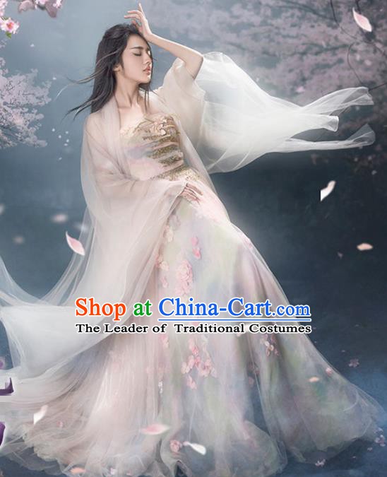 Traditional Chinese Tang Dynasty Princess Costume, China Ancient Palace Lady Fairy Hanfu Embroidered Dress for Women