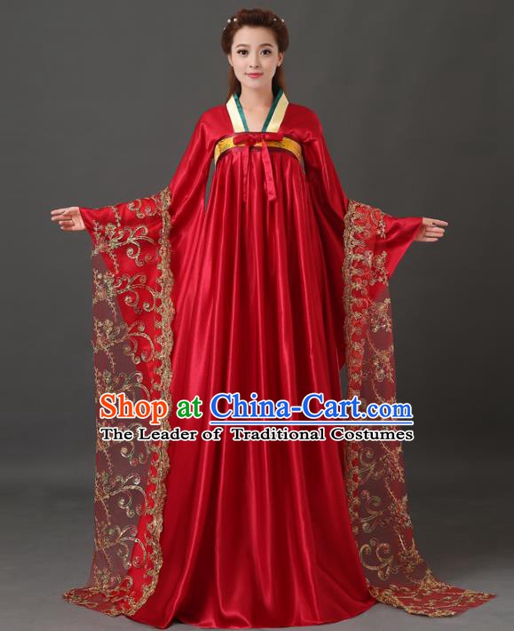 Chinese Traditional Ancient Imperial Consort Costume, China Tang Dynasty Palace Lady Embroidered Clothing for Women