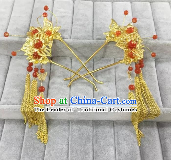 Traditional Handmade Chinese Classical Hair Accessories Tassel Step Shake Hairpins for Women