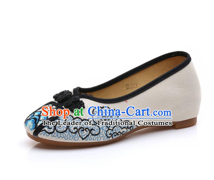 Traditional Chinese National Embroidered Black Shoes, China Princess Embroidery Shoes for Women