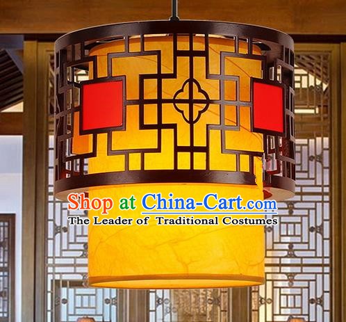 Traditional Chinese Handmade Wood Lantern Sheepskin Palace Lantern China Ceiling Palace Lamp