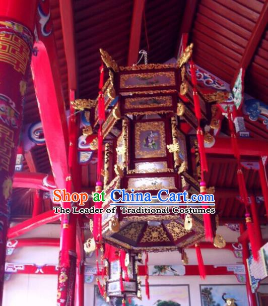 Traditional Chinese Handmade Woodcarving Ceiling Lantern Classical Palace Lantern China Temple Palace Lamp