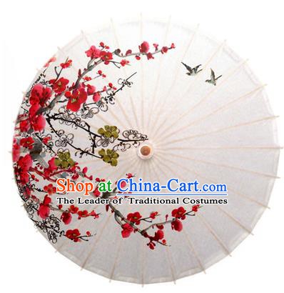 China Traditional Dance Handmade Umbrella Ink Painting Plum Blossom Birds Oil-paper Umbrella Stage Performance Props Umbrellas