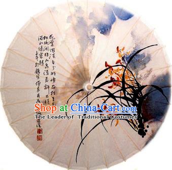 China Traditional Dance Handmade Umbrella Ink Printing Orchid Oil-paper Umbrella Stage Performance Props Umbrellas
