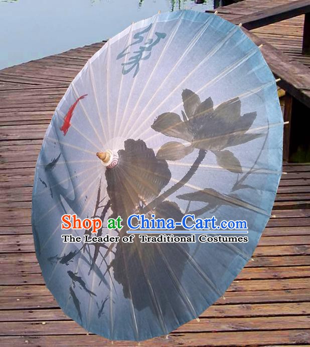 China Traditional Dance Handmade Umbrella Ink Painting Lotus Oil-paper Umbrella Stage Performance Props Umbrellas