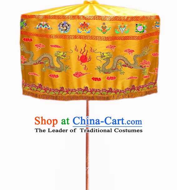 Asian China Handmade Ancient Emperor Umbrella Baldachin Embroidered Dragon Umbrellas