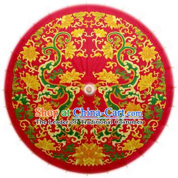 China Traditional Folk Dance Paper Umbrella Hand Painting Dragon Red Oil-paper Umbrella Stage Performance Props Umbrellas