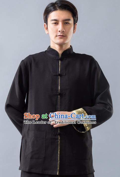 Top Grade Chinese Kung Fu Costume, China Martial Arts Training Black Uniform Gongfu Shaolin Wushu Clothing for Men