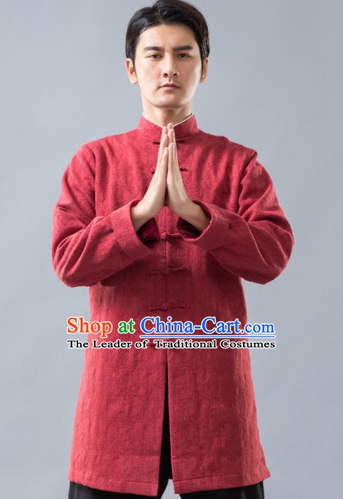 Top Grade Chinese Kung Fu Costume Tai Ji Training Uniform, China Martial Arts Red Tang Suit Gongfu Clothing for Men