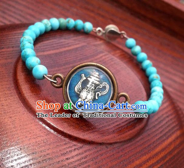 Traditional Handmade Chinese Ancient Classical Accessories Turquoise Bracelets for Women