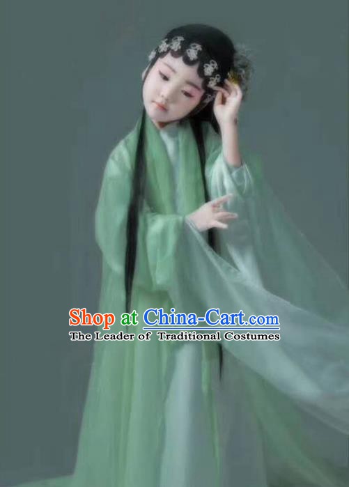 Asian Chinese Ancient Beijing Opera Princess Costume and Handmade Headpiece Complete Set for Kids