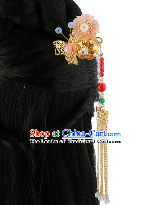 Asian Chinese Handmade Palace Lady Classical Hair Accessories Tassel Hairpins for Women