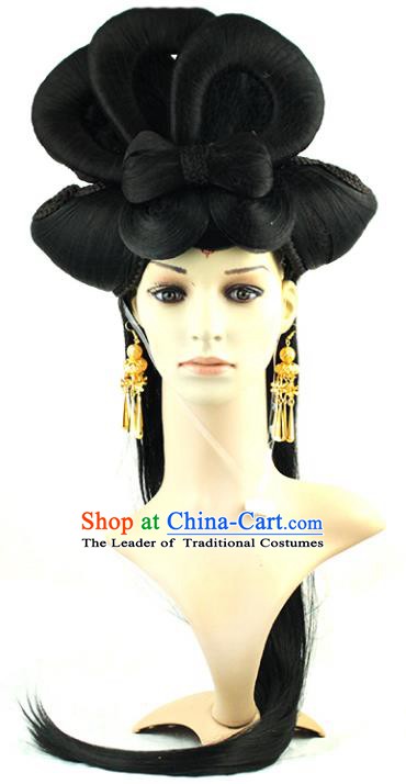 Asian Chinese Handmade Classical Hair Accessories Palace Lady Fairy Wig Sheath for Women