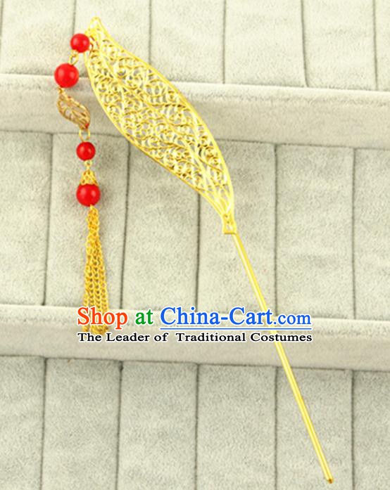 Asian Chinese Handmade Classical Hair Accessories Princess Hairpins Golden Hair Stick for Women