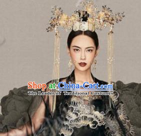 Asian Chinese Ancient Handmade Classical Hair Accessories Hairpins Palace Lady Luxurious Phoenix Coronet Complete Set for Women