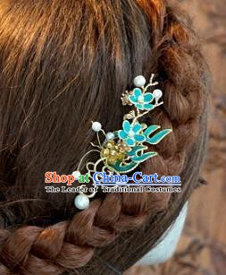 Chinese Handmade Classical Blue Side Hairpins Hair Accessories Ancient Hair Clip for Women