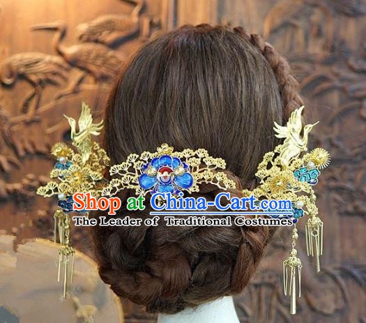 Chinese Handmade Classical Hair Accessories Ancient Palace Lady Blueing Hairpins for Women