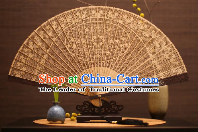 Traditional Chinese Crafts Sandalwood Flowers Folding Fan Sandal Fans for Women