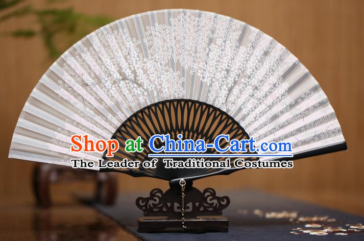 Traditional Chinese Crafts Printing Oriental Cherry Folding Fan Paper Fans for Men