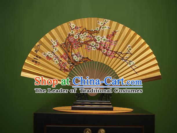 Traditional Chinese Crafts Printing Plum Blossom Folding Fan, China Beijing Opera Paper Fans for Men