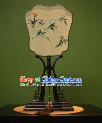 Traditional Chinese Crafts Embroidered Bamboo Silk Fan, China Palace Fans Princess Square Fans for Women