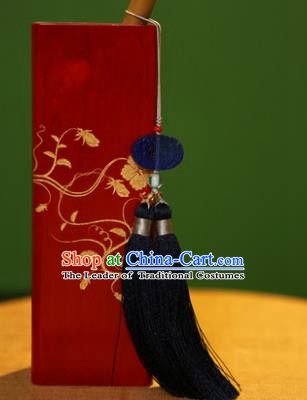 Traditional Chinese Crafts Folding Fan Pendant Black Tassel Fan Accessories for Women