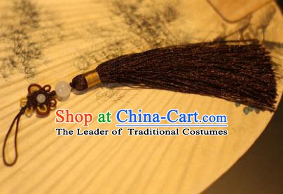Traditional Chinese Crafts Folding Fan Pendant Coffee Tassel Fan Accessories for Women