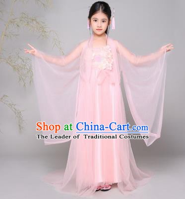 Traditional Chinese Tang Dynasty Palace Lady Costume, China Ancient Princess Fairy Hanfu Dress Clothing for Kids