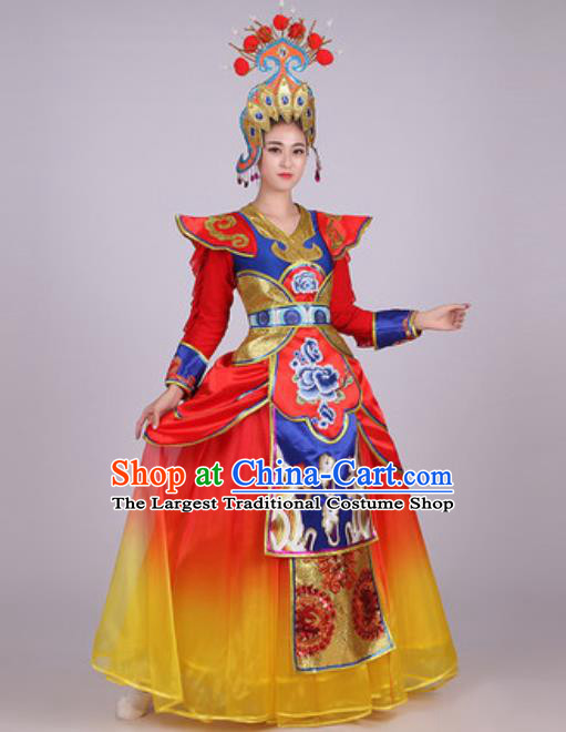 Chinese Traditional Folk Dance Costume Classical Dance Drum Dance Dress for Women