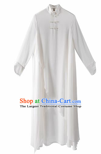 Chinese National Costume Traditional White Silk Cheongsam Tang Suit Qipao Dress for Women