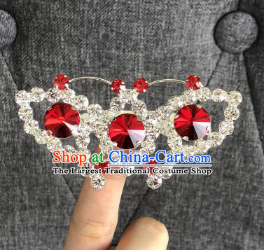 Chinese Traditional Peking Opera Diva Red Crystal Butterfly Brooch Jewelry Accessories Ancient Princess Breastpin for Women
