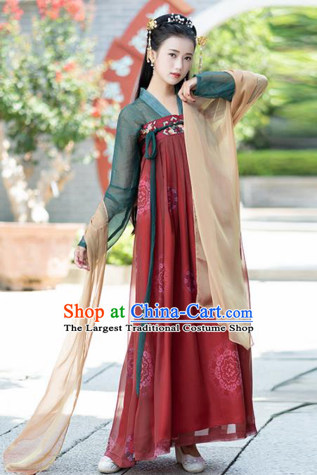 Ancient Chinese Tang Dynasty Historical Costumes Palace Princess Hanfu Dress for Women