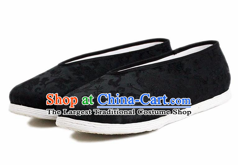 Chinese National Shoes Traditional Cloth Shoes Black Satin Shoes for Men