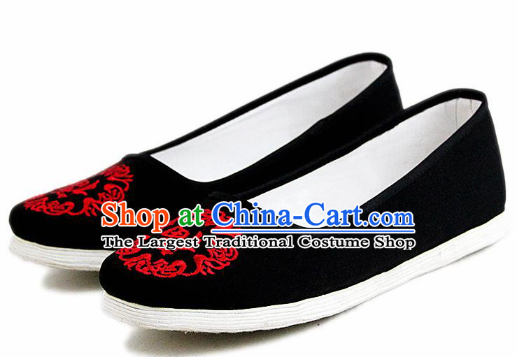 Chinese National Handmade Cloth Shoes Traditional Shoes Embroidered Black Shoes for Women